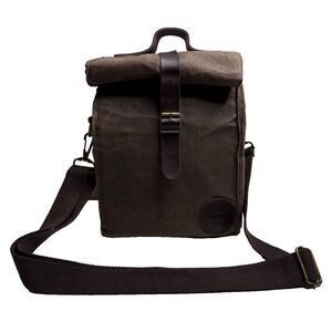 Asebbo Insulated Sturdy Waxed Canvas Lunch Sack Bag Men and Women Brown